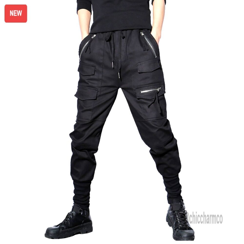 Men's Jogger Pants Streetwear Cargo Harem Ankle Casual Cotton Polyester